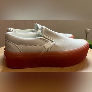 Vans classic platform stackform white peach NEW